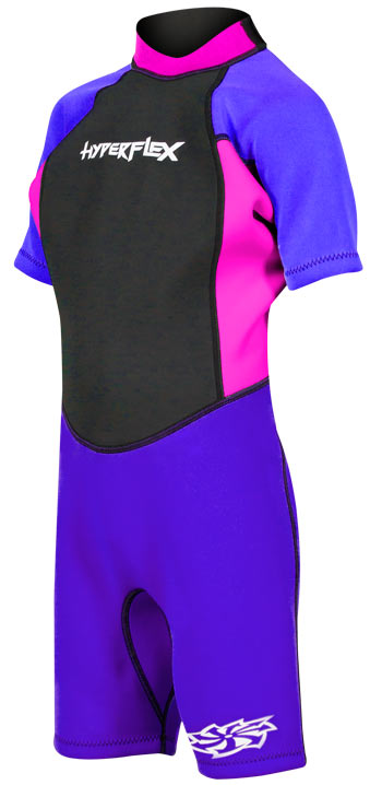 Black Hyperflex Women's Access Shorty Spring Suit 2mm Wetsuit Back Zip Purple 