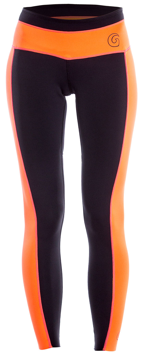 GlideSoul 1mm Neoprene Leggings Women's Vibrant Stripes Black/Orange