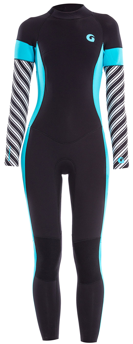 Womens GlideSoul Full Length 3mm Wetsuit Back Zip Blue Tie Dye Print 