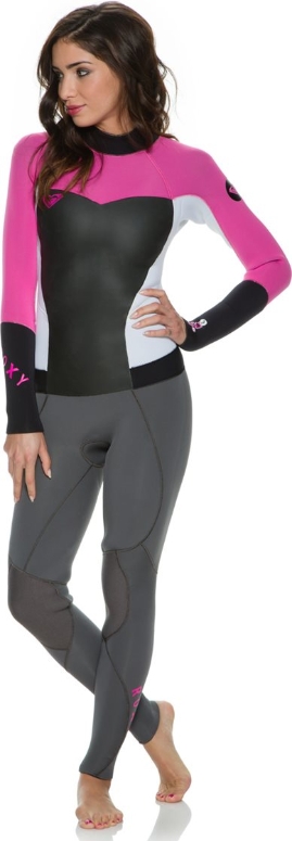 roxy syncro wetsuit 3/2mm pink flatlock