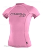 ONeill Youth Skins Rashguard Short Sleeve 50+ UV Protection PINK -