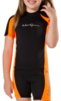2mm Childrens NeoSport Springsuit - Black/Orange -