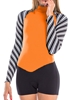 2mm Womens GlideSoul Vibrant Stripes Long Sleeve Back Zip Springsuit - Black/Orange 