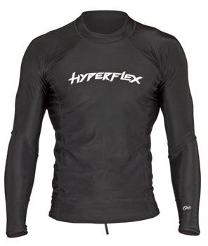 Hyperflex Mens Rashguard Sport Fit Long Sleeve 50+ UV Protection - Black 