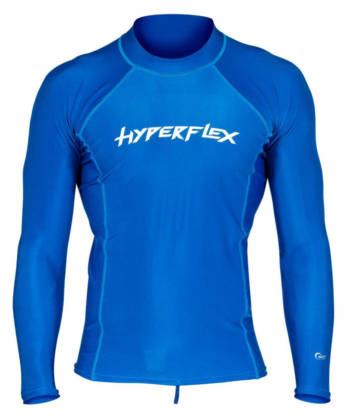 Hyperflex Mens Rashguard Sport Fit Long Sleeve 50+ UV Protection - Blue 