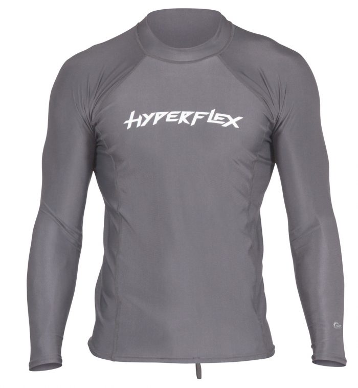 Hyperflex Mens Rashguard Sport Fit Long Sleeve 50+ UV Protection - Grey 