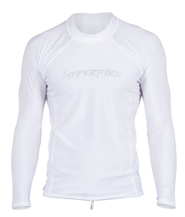 Hyperflex Mens Rashguard Sport Fit Long Sleeve 50+ UV Protection - White 