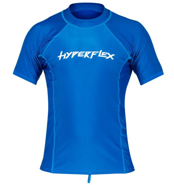 Hyperflex Mens Sport Fit Short Sleeve 50+ UV Protection Rashguard - Blue 