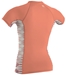 O'Neill Women's Rashguard Side Print Short Sleeve Crew 50+ UV Protection - Grapefruit - 4694S-BX7